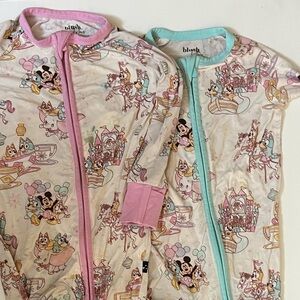Blush Lotus Bamboo Baby One Piece Pajama Zippy Bluey Mickie Minnie Disney World